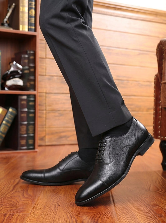 Men's Handmade Pebble Grain Leather Cap Toe Oxford Shoes | Classic Formal Dress Shoes